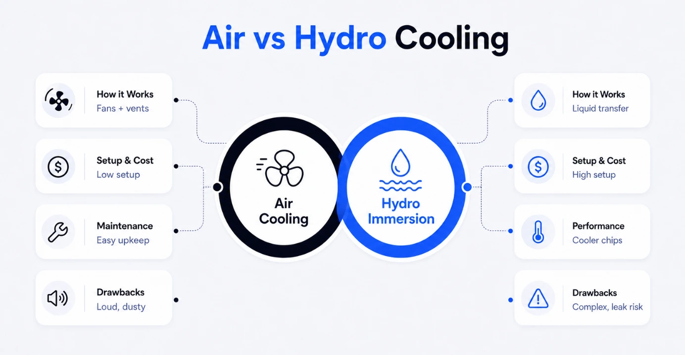 Air vs hydro cooling comparison