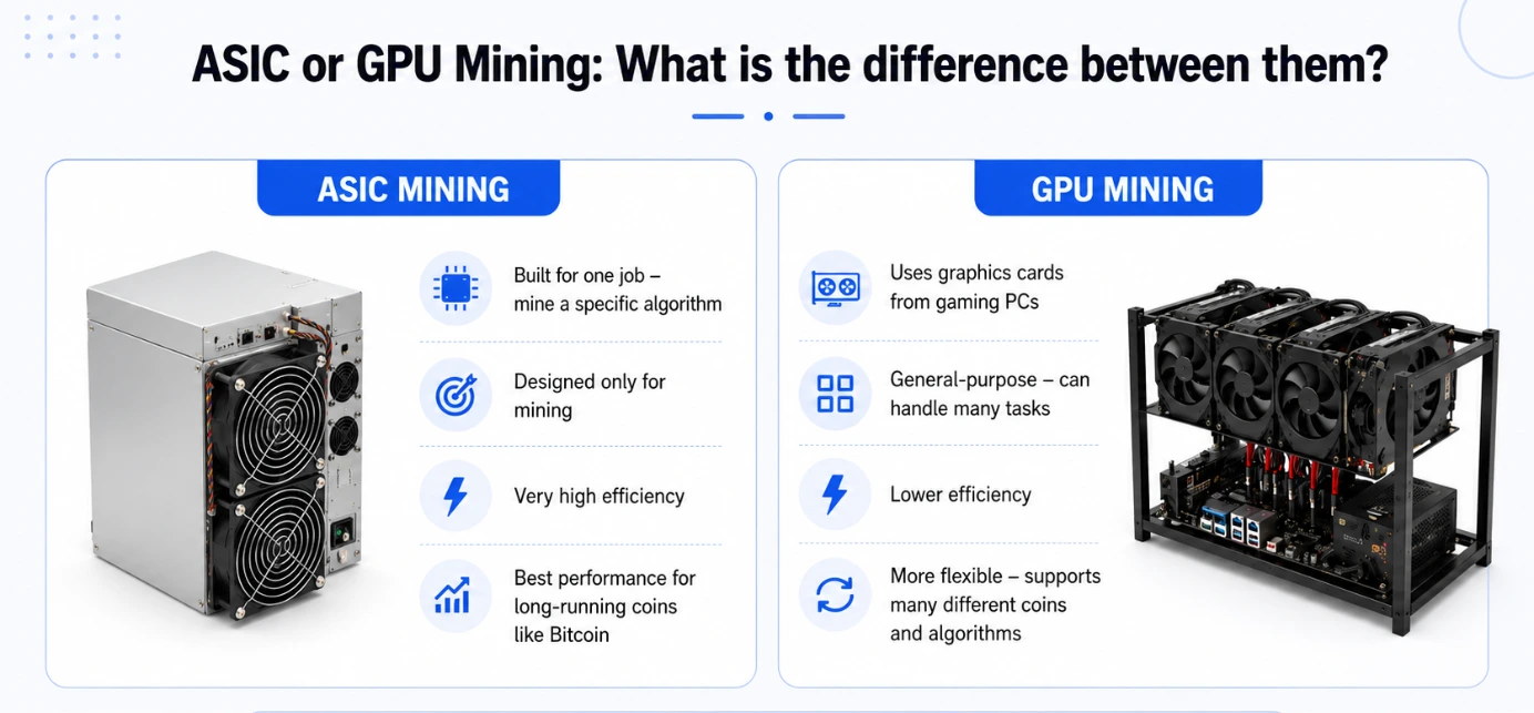 ASIC or GPU mining difference between