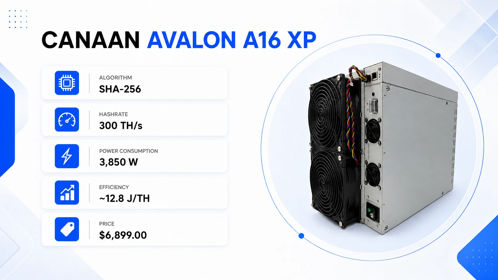 Canaan Avalon A16 XP miner specifications