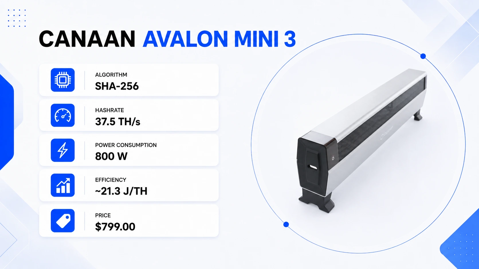 Canaan Avalon Mini 3 miner specifications
