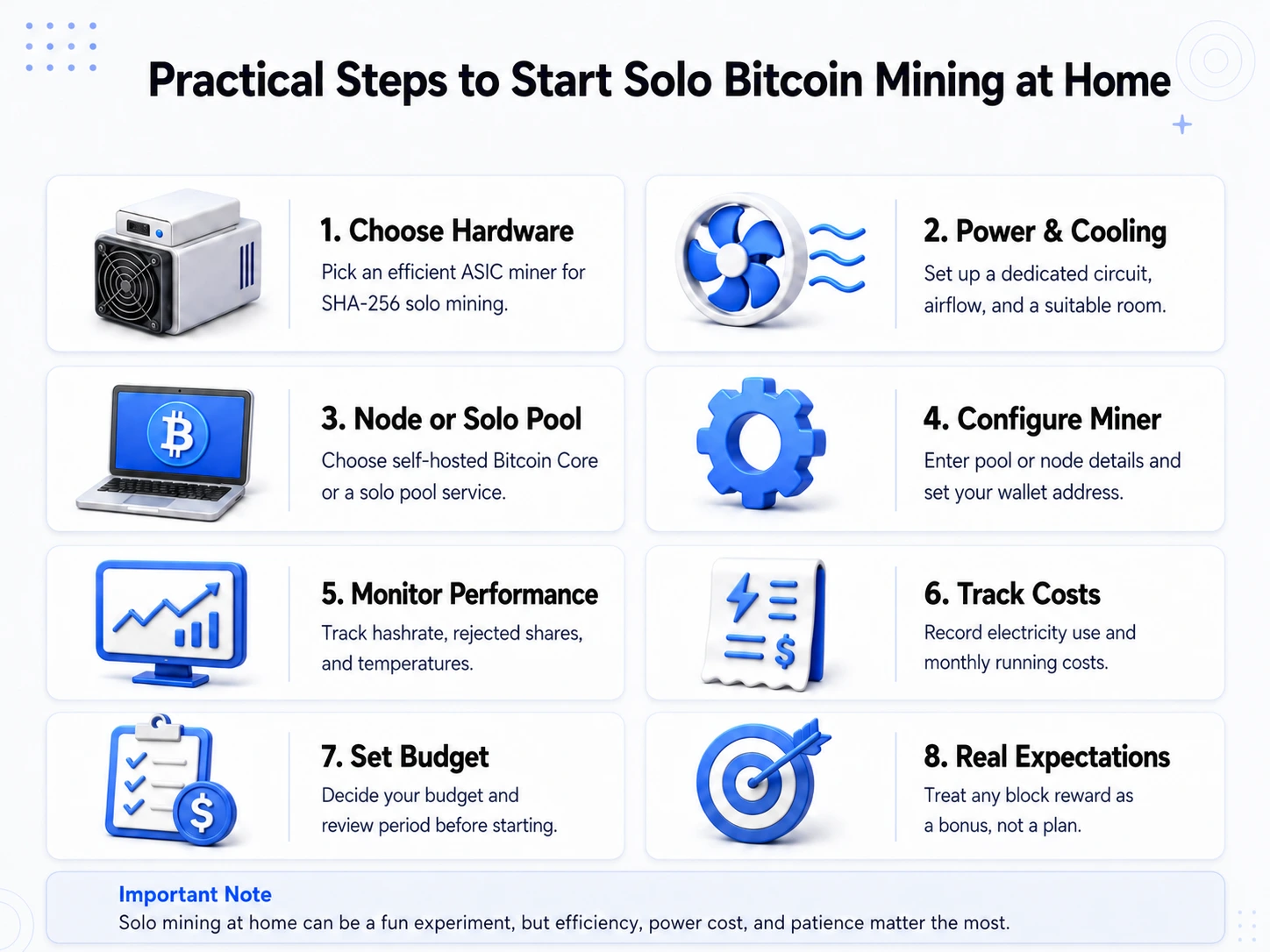Practical steps to start Solo Bitcoin Mining at home